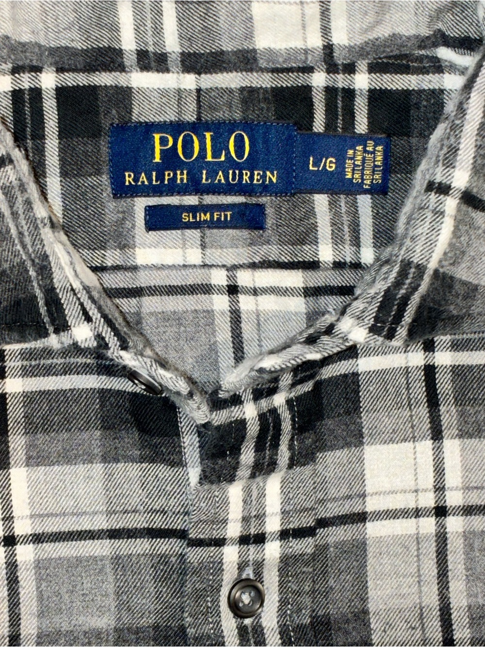 Polo by Ralph Lauren Black and White Plaid Slim Fit Shirt